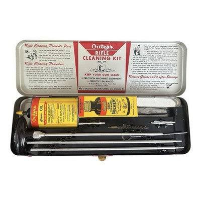 Outers Vintage Rifle Cleaning Kit Metal Case Gun Oil Solvent Rods