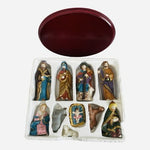 World Bazaar Crown 11pc Porcelain Nativity Set Wood Base Wise Men Mary Jesus