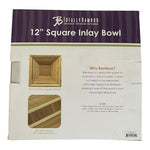 Totally Bamboo 12" Square Inlay Bowl Serving Fruit Salad Angular Design NIB