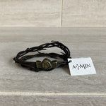 AMEN Passion Brown Leather Bracelet Unisex Double Layer Braid Magnet Lock NWT