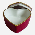 Vintage Chamart Limoges France Heart Trinket Box Pink Gold Trim 2"x2" Excellent