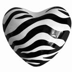 Zebra Print Mini Heart Bell Metal Ornament 1.75" Very Good Condition
