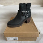 Lucky Brand Slyvin Black Leather Harness Ankle Boot Lug Sole Women's Size 9M NIB