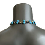 Bohemian Turquoise Blue Gold Beaded Tassel Long Necklace 37"