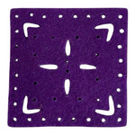 Lot of 4 Purple Felt Perforated Squares Double Panel Craft Sewing Cards New