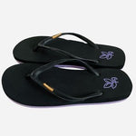 Feelgoodz Natural Rubber Flip Flops Black Purple Logo Womens Size 6 NWOT