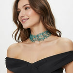 Gorgeous Handmade Seed Bead Sequin Crochet Necklace Sparkly Green  16"-19" VG