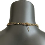 Clear White Crystals Cluster Gold Tone Multilayer Chain Statement Necklace 18-21