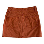 ZARA Rust Cotton Denim Mini Skirt Front Zip Women M 100% Cotton VG