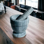 Sur La Table Grey Marble Mortar and Pestle Spice Herb Grinder Crusher 3.75" NWOB