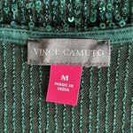 Vince Camuto Emerald Green Sequin V-Neck Top Sleeveless Sz M Dazzling VG