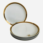 Vintage Fukagawa Arita Japan Gold Rim Monogram Plates Set of 5 Hand Painted EXC
