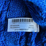 ZARA Vibrant Blue Cable Knit Button Up Cardigan Short Sleeve Womens M VG