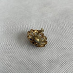 Vintage Gold-Tone Flower Screw Back Earrings with Blue Glass Rhinestones