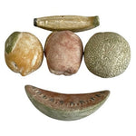 Vintage Mexican Terracotta Hand Painted Clay Fruit Set 5pc Folk Art 5-10" EXC