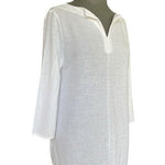 Alfani White Split Neck Tunic Top Women's PM 3/4 Sleeve Nylon Blend VG