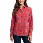 Lands' End Women's No Iron Supima Cotton Paisley Floral Blouse 10 Long Sleeve EX