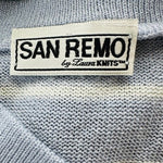 Vintage SAN REMO Laura Knits Cardigan XXL Blue White Knit Button Front Sweater