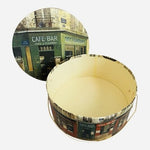 Tri-Coastal Design Paris Cafe Bar La Casserole Round Hat Box 15x6.5" EXCellent