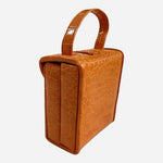 Orange Croc Embossed Faux Leather Travel Jewelry Organizer Case Handbag VG