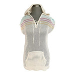 Rip Curl Women's Open Knit Striped Hooded Beach Cover Up Tunic Beige Size S VG