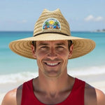 Wyeth Straw Mens Lifeguard Sun Hat Happiness Comes In Waves Beach Ocean Surf OS