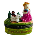 Vintage Mary Had a Little Lamb Porcelain Trinket Box Hinged Pill Ring Box NIB