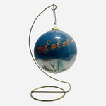 Vintage Pier 1 Li Bien Santa's Sleigh & Reindeer Glass Ball Ornament with Box
