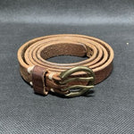 Genuine Brown Leather Belt Brass Buckle Casual Size M Unisex Very Good Condition