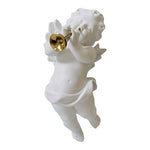 Dept 56 Large Cherub Angel Porcelain Ornament 8" Blowing Horn Winter Silhouette