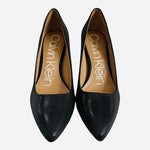 Calvin Klein Kamara Black Snake Embossed Pointed Toe Stiletto Pump Size 7 VG