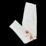 DG2 Diane Gilman White Floral Embroidered Jeans Size 6T Virtual Stretch 31" EXC