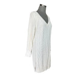 Black Tape Cable Knit Sweater Dress White V-Neck Long Sleeve Tunic Dress M NWOT