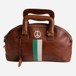 Vintage Jana Feifer Love Luggage Joint Genuine Leather Handbag 17"x4"x10" Brown
