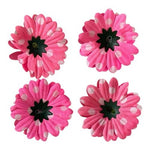 Pink & White Polka Dot Fabric Flower Appliques 4pc DIY Craft 2.25in New DIY