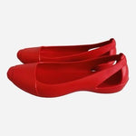 Crocs Womens Sz 6 W Red Iconic Comfort Ballet Flats Slip On Shoes Washable EXC