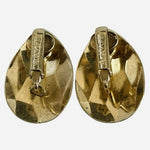 Vintage Avon 1985 Golden Facets Gold Tone Teardrop Clip On Earrings Geometric VG