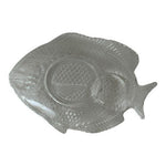 Vintage Glass Fish Shaped Plates with Dip Cup Set of 3 8.25x6.25in VG