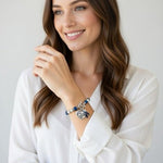 Dark Blue Ribbon Awareness Bracelet Colon Cancer Support Heart Charm  