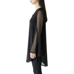 Vintage New York City Design Co. Women's Black Silk Tunic Blouse XL Sheer NWT