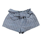 Love Tree Women's Paperbag High Rise Shorts Tie Belt Blue Stripe Size M VG