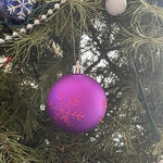 Pair Purple & Pink Snowflake Ball Ornaments Christmas Holiday Decor