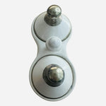 Moroccan Ceramic Double Tagine Salt Pepper Set Silver Trim White 4" VG Artisan