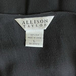 Vintage Allison Taylor Silk Embroidered Blouse Black Sheer Boho Top Womens L New