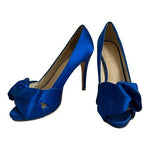 Pelle Moda Blue Satin Pumps Heels Vero Cuoio Leather Sole Womens 5.5M Elegant