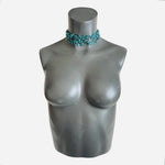 Gorgeous Handmade Seed Bead Sequin Crochet Necklace Sparkly Green  16"-19" VG