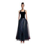 Willard Hanson Black Velvet Corset Top Organza Maxi Skirt Evening Suit Size 4