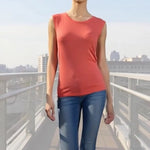 ESCADA Sport Womens Coral Pink Sleeveless Ribbed Knit Tank Top Sweater Size L VG
