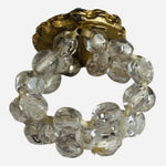 Beaded Gold-Toned Flower Ring with Large Center Stone One Size Elastic