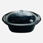 Large Black Ceramic Oval Dutch Oven with Lid Glazed Casserole Baking Crockpot